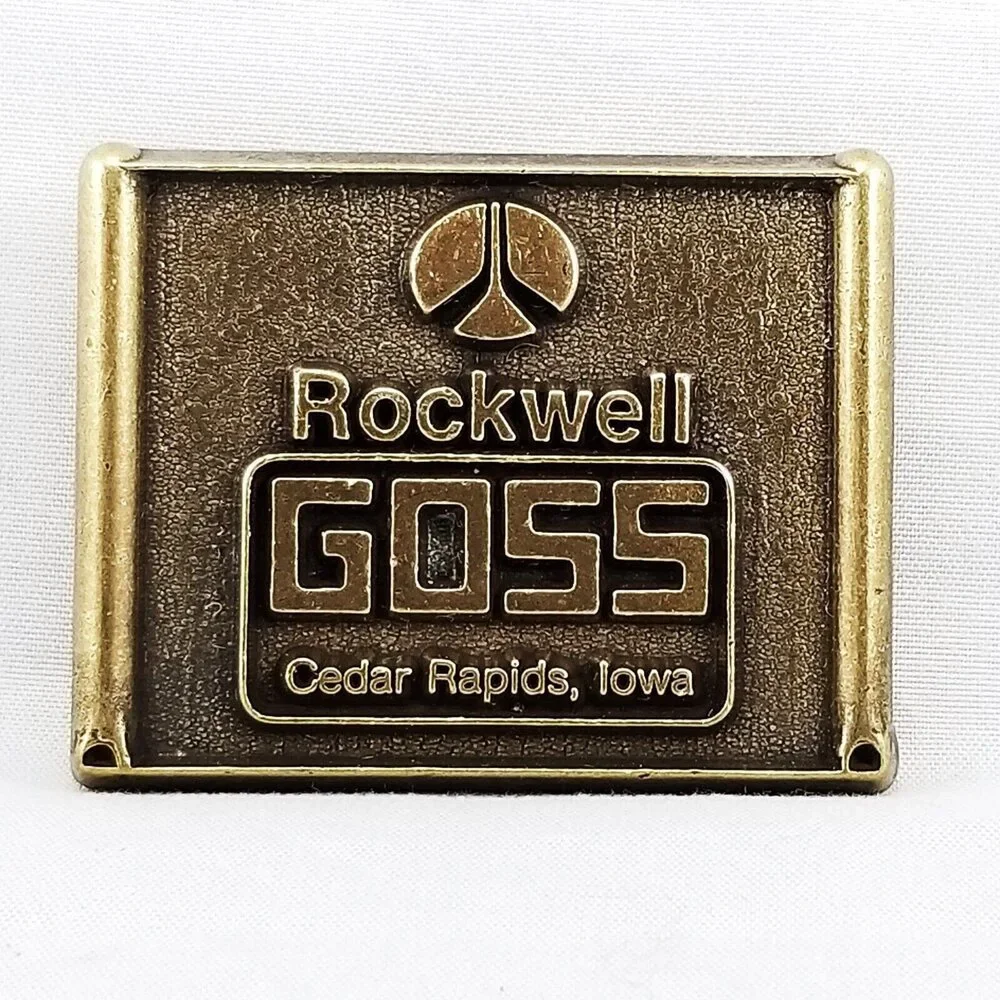Rockwell Goss Cedar Rapids Iowa Belt Buckle Made‎ in USA Vintage